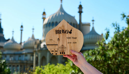 A picture of the BRAVO Ten Year Trophy. BRAVOS are teh biggest celebration of food and drink across Sussex.