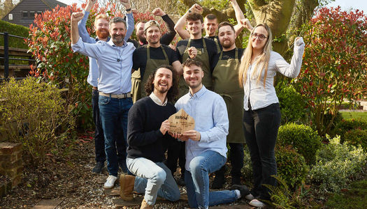 The winners of Best Sussex pub at the BRAVO 2026 Awards. The Eihgt bells in Jevington. Pictured, the team in the garden celebrating the win. Located in the South Downs National Park.