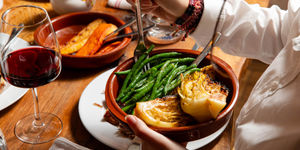 Vegetable side dishes on a Sunday roast