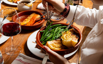 Vegetable side dishes on a Sunday roast