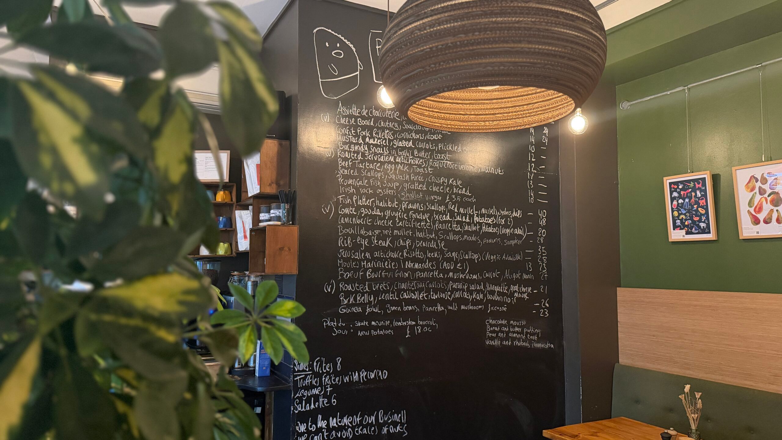 menu written on the black board