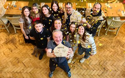 Brunch Brighton - BRAVO Winner 2026. Overhead shot of the Jo and Co team in Hove, who won best brunch in Brighton and Hove. Serving the best brunch in Brighton every day of the week.Voted for by Brighton locals.