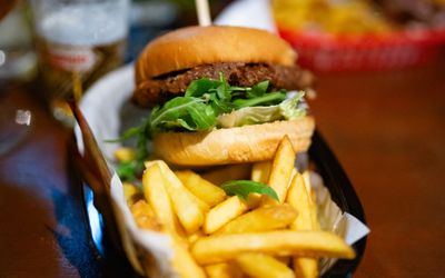the moyo vegan burger and fries