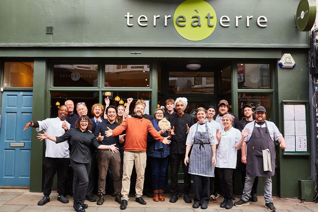 The Best Brighton Restaurant in 2026 - The BRAVO 2026 Award Winners. terre a terre in Brighton's Lanes wins the 2026 BRAVOs. Pictured, the team celebrating their win outside the restaurant. The No.1 Best Restaurant in Brighton - Locals favourite. Public vote. 3rd in the Best Hospitality Team