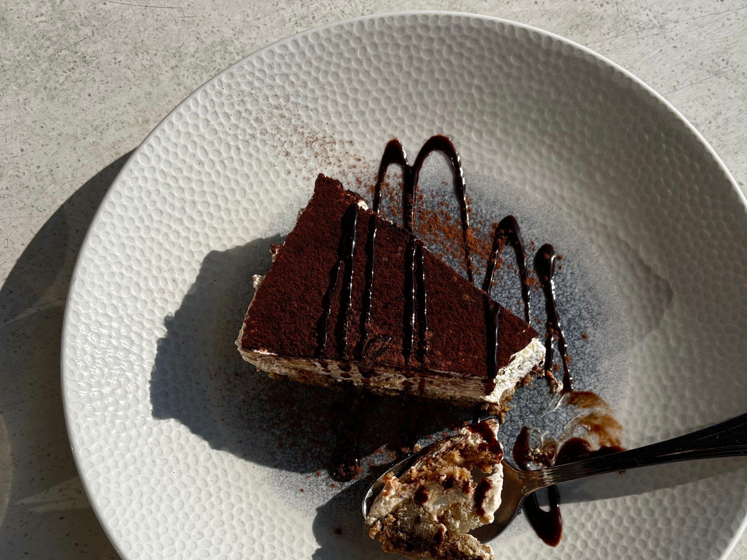 over head shot of the homemade tiramisu