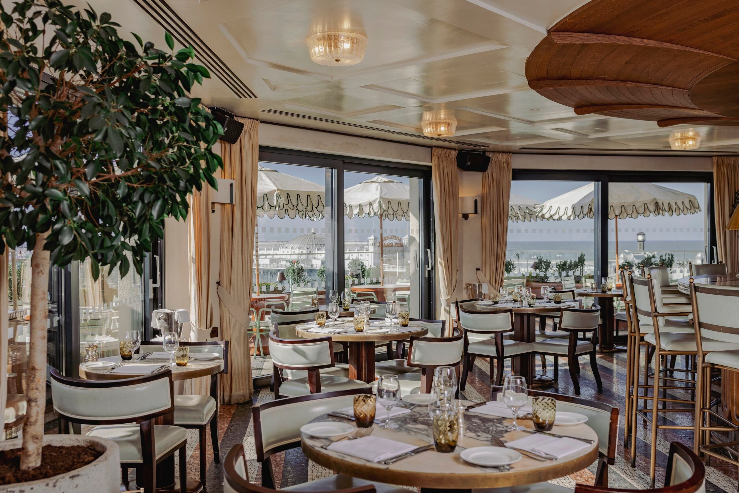 the dining room at Cecconi's on Brighton seafront, part of Soho House