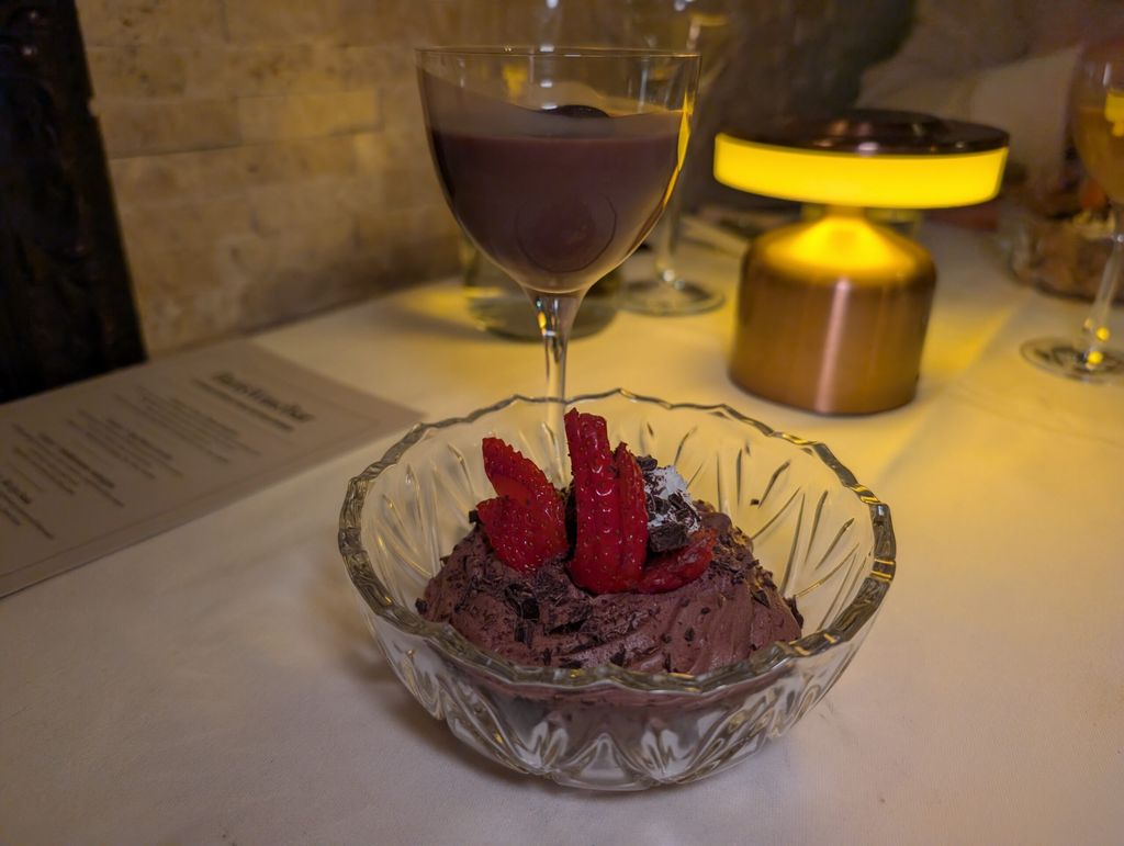 Paris Wine Bar tasting event dessert in a glass bowl