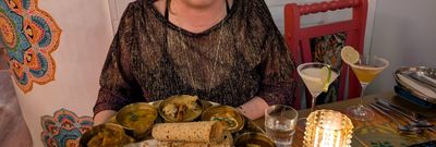 Brittany holding thali platter