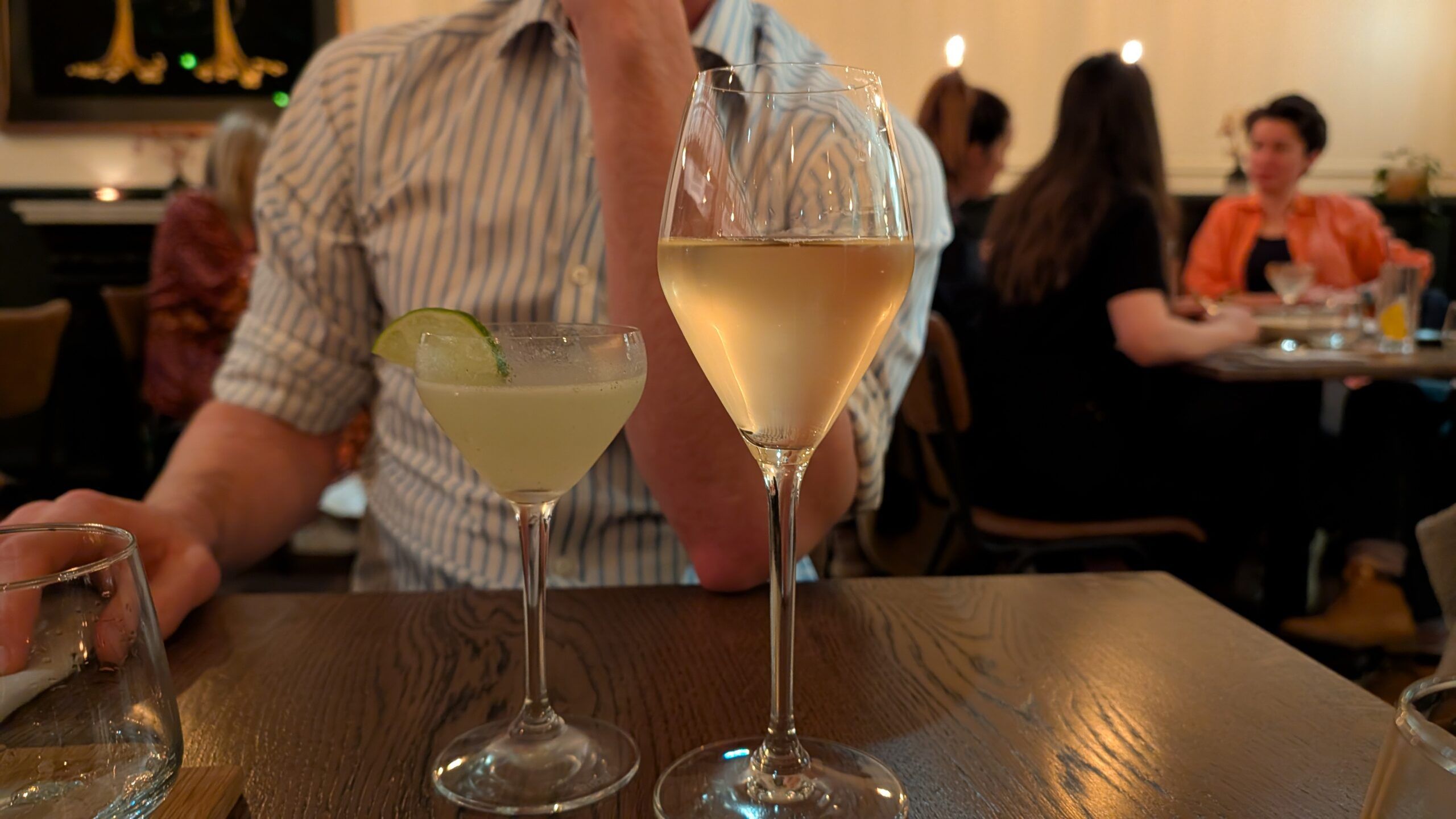 two different glasses with different drink in them