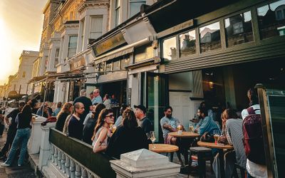 alfresco in Hove. People enjoying the golden hour in Hove