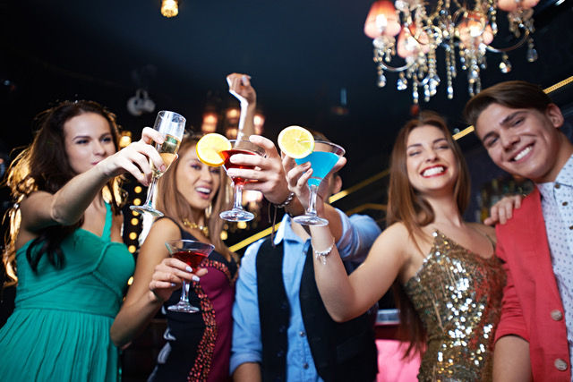 Group of cheerful young people toasting at party. Bohemia is a great venue for late night drinking and hosts regular events in Brighton