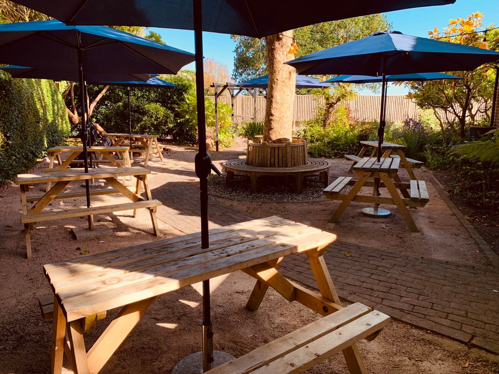 The garden at Wildflour pizza in ovingdean. Sit in their garden and enjoy the pizza