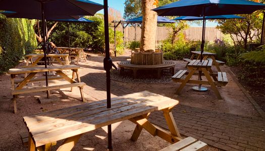The garden at Wildflour pizza in ovingdean. Sit in their garden and enjoy the pizza