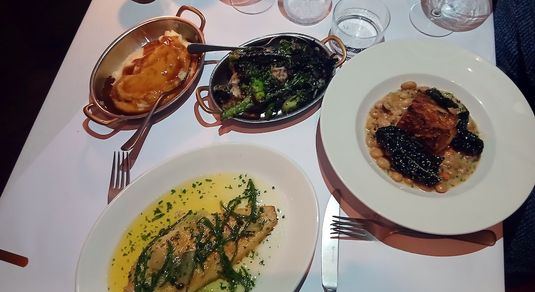 over head shot of the three dishes served on the table