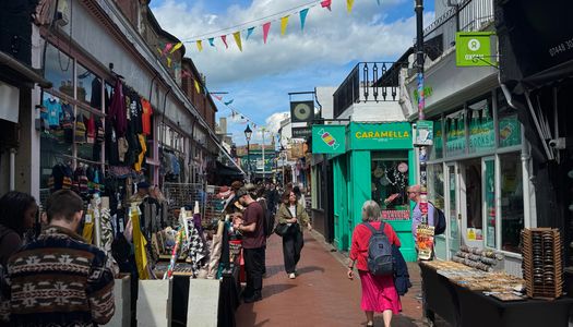 The entrance to Kensington Gardens in the North Laine. One of the main shopping areas of Brighton. Bohemian vibe