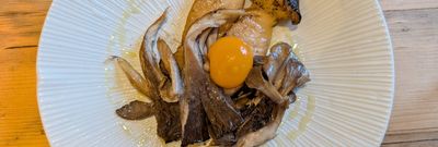 Large slices of cep / porcini and oyster mushrooms
