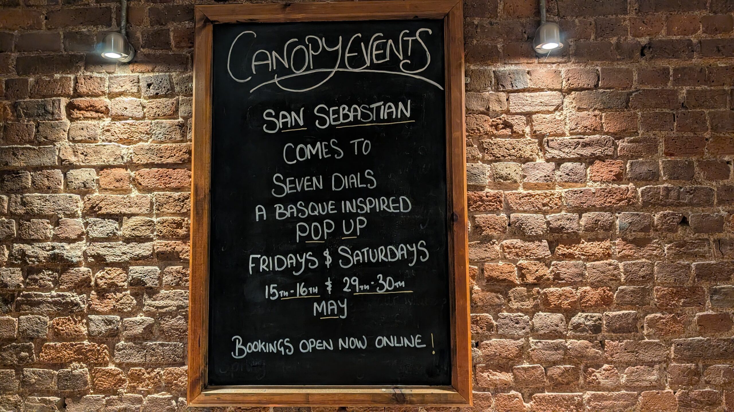 chalk board on the wall at The Canopy