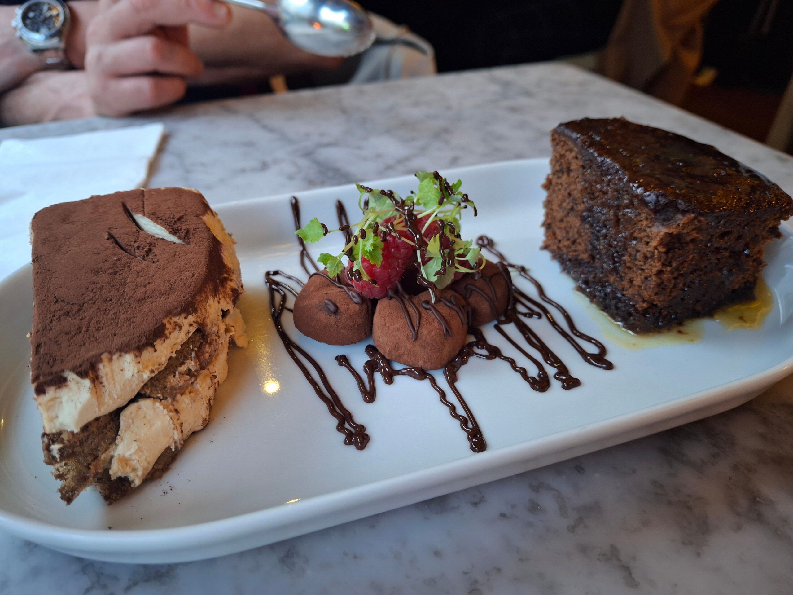 delicious desserts including tiramisu, gingery sticky toffee pudding and melt-in-the-mouth chocolate truffles.
