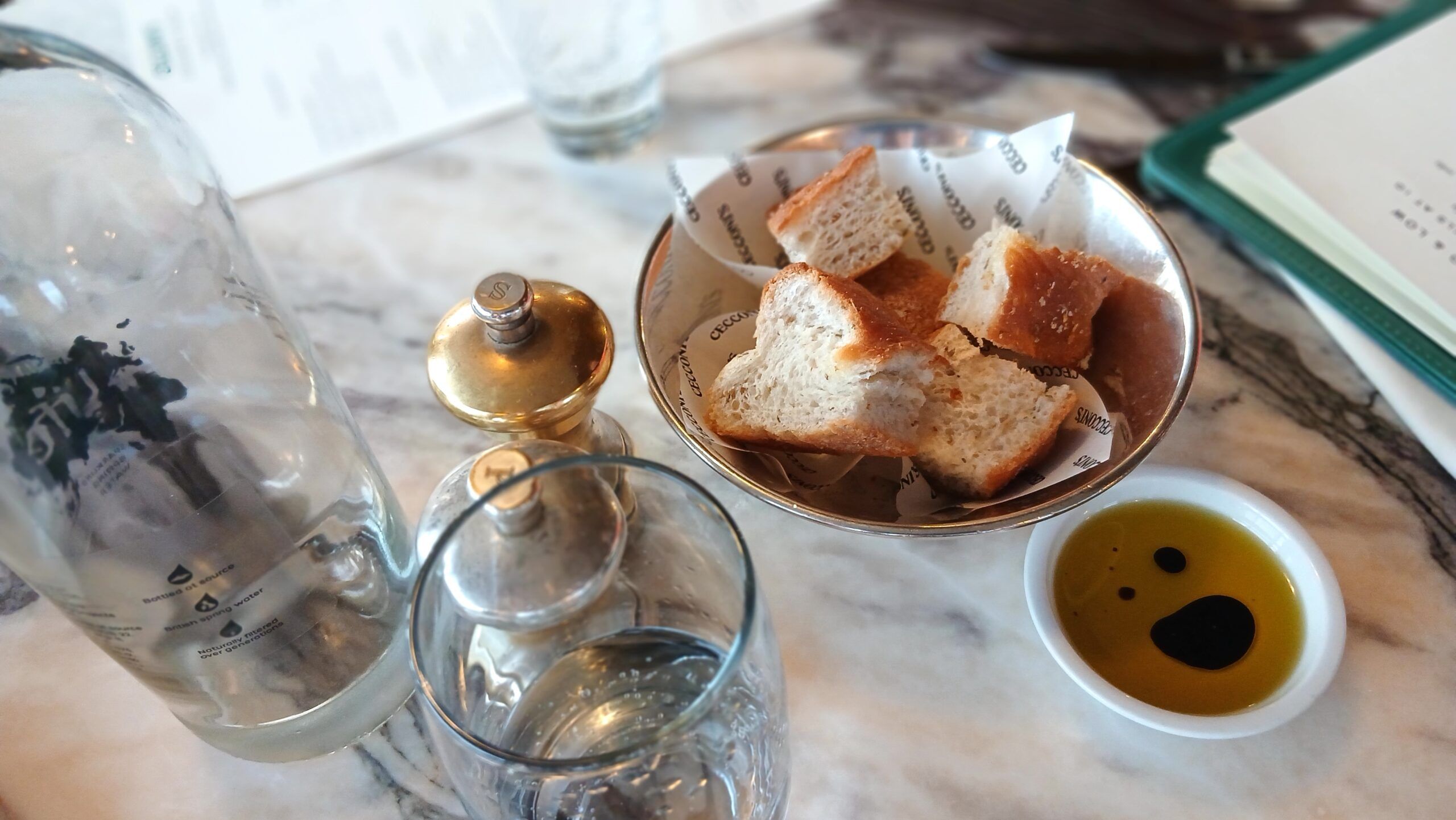 square pieces of bread in the bowl