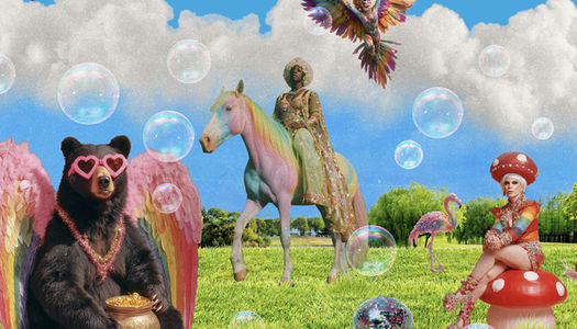 Brighton Pride 2026 artwork - Seagulls, bears, toadstools