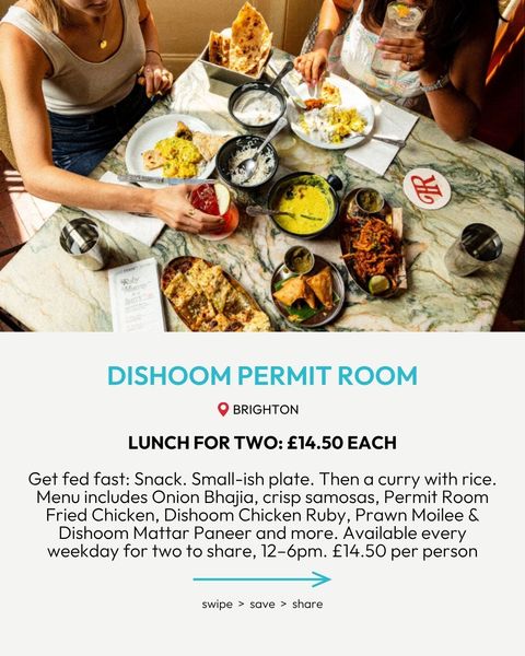 lunch meal offer at Dishoom Permit room in Brighton