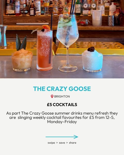 cocktail offer at the crazy goose in brighton