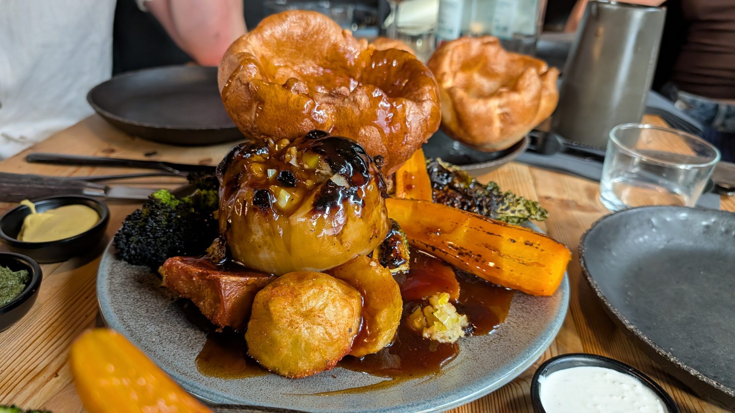 close up shot of massive Sunday Roast at Embers