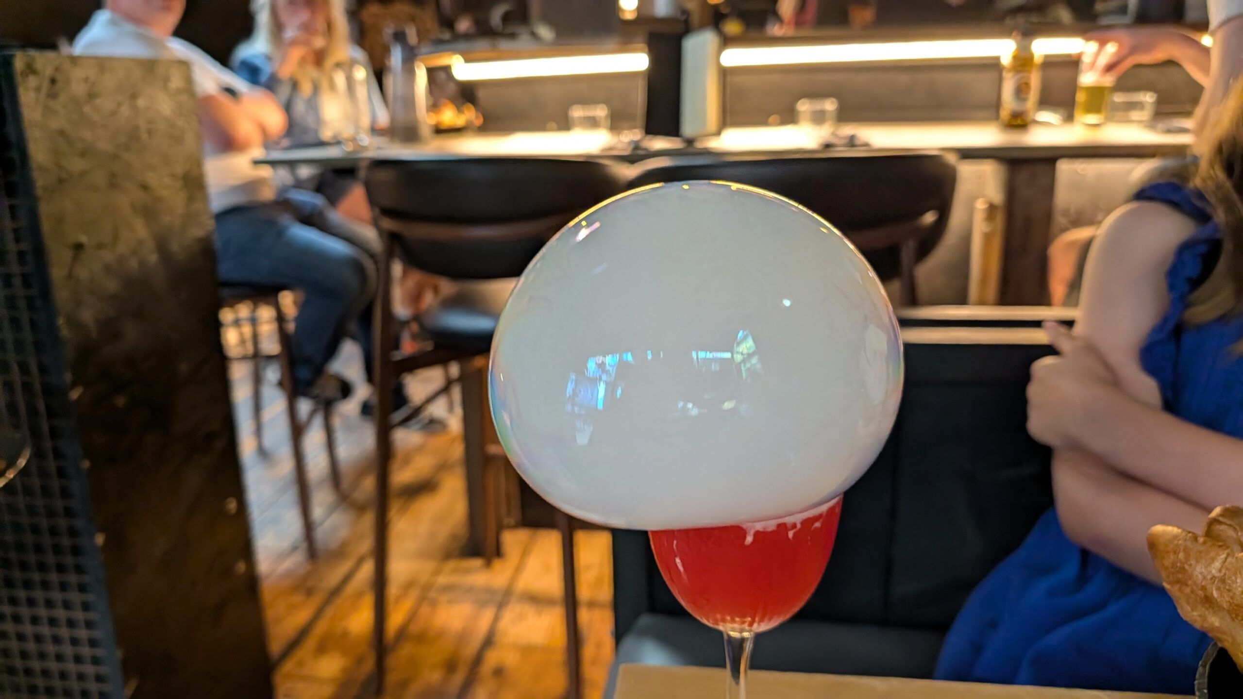 red mocktail with a bubble on it, Embers Brighton