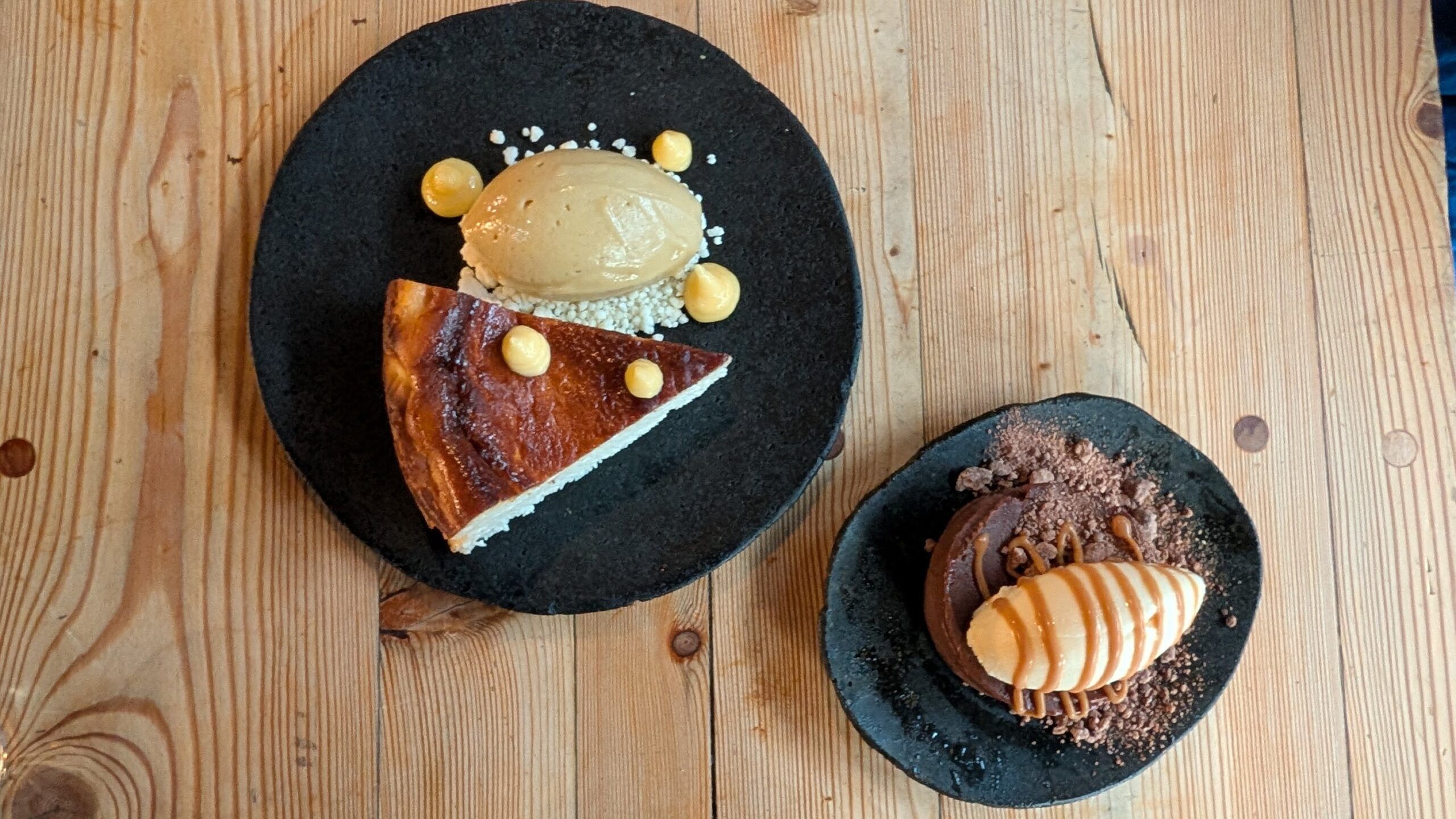 over head shot of the two desserts at Embers