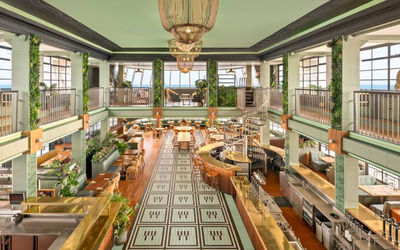 the interior of Perch on Worthing pier. a decadent space