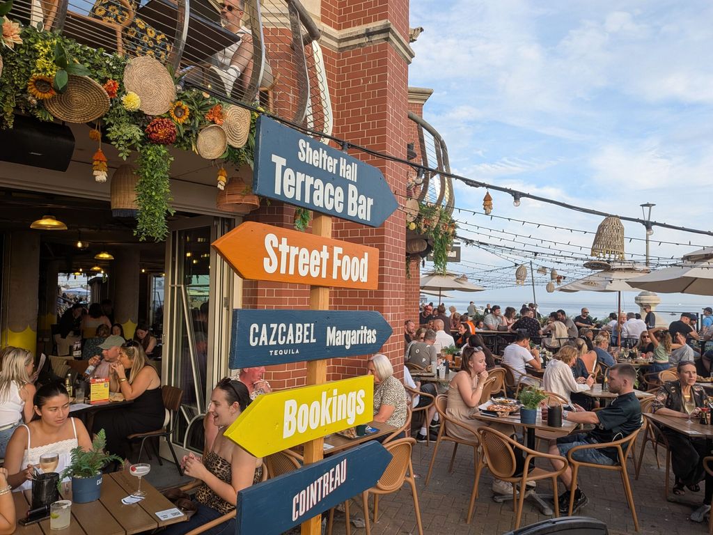 Shelter Hall - exterior shot of the busy terrace at Shelter Hall