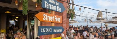Shelter Hall - exterior shot of the busy terrace at Shelter Hall