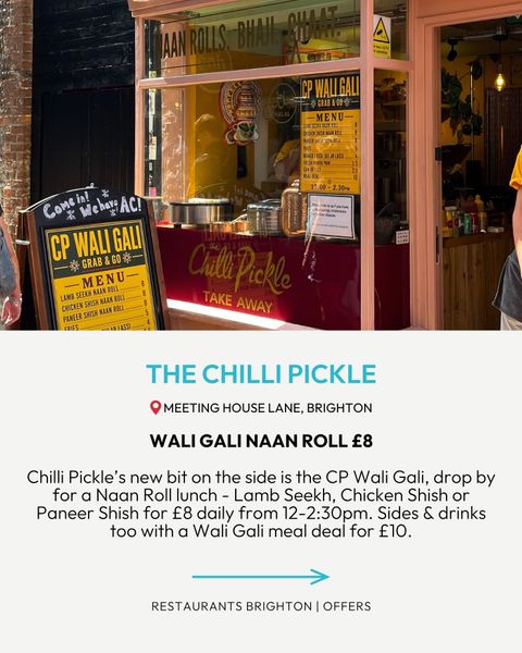 Lunchtime dining offer at The Chilli Pickle restaurant in Brighton