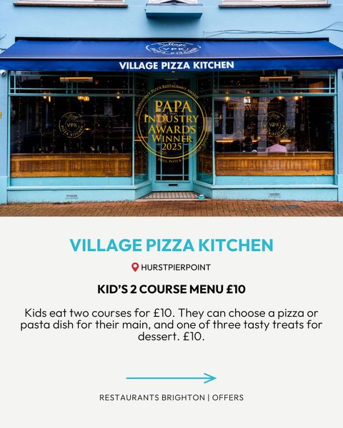 Kids dining offer at Village pizza kitchen in hurstpierpoint