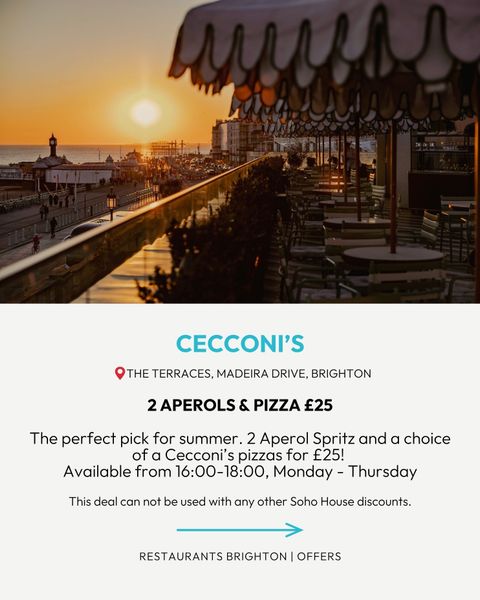 spritz and pizza deal at Cecconi's restaurant in Brighton