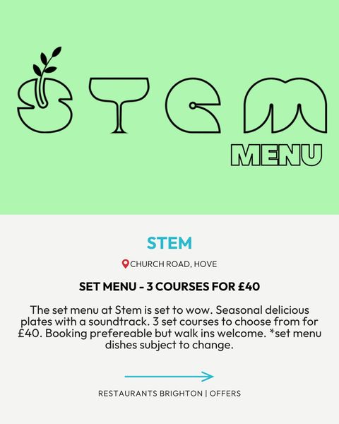 set menu offer in brighton at stem