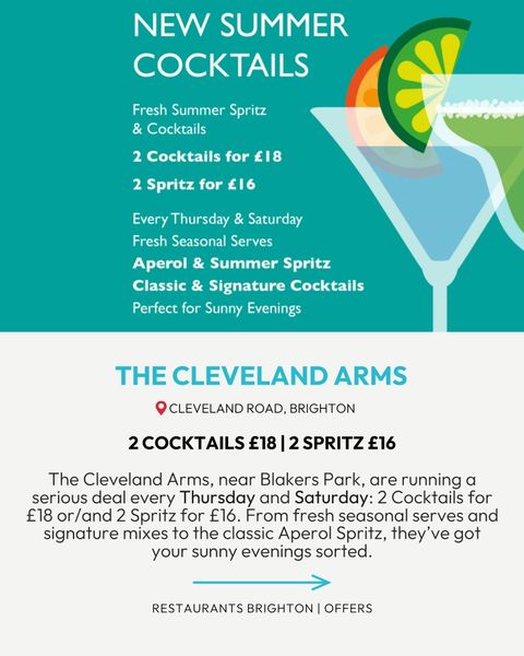 Cleveland Arms cocktail offer in brighton