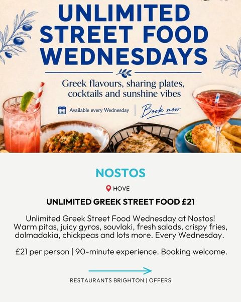restaurant offer in Brighton at Nostos