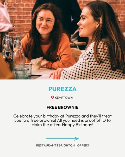 restaurant offer in Brighton at Purezza