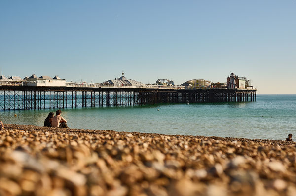 Brighton beach and pier on a sunny autumn day