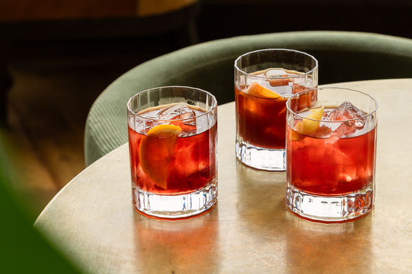 Negroni Cocktails on a table at Coppa Club Brighton
