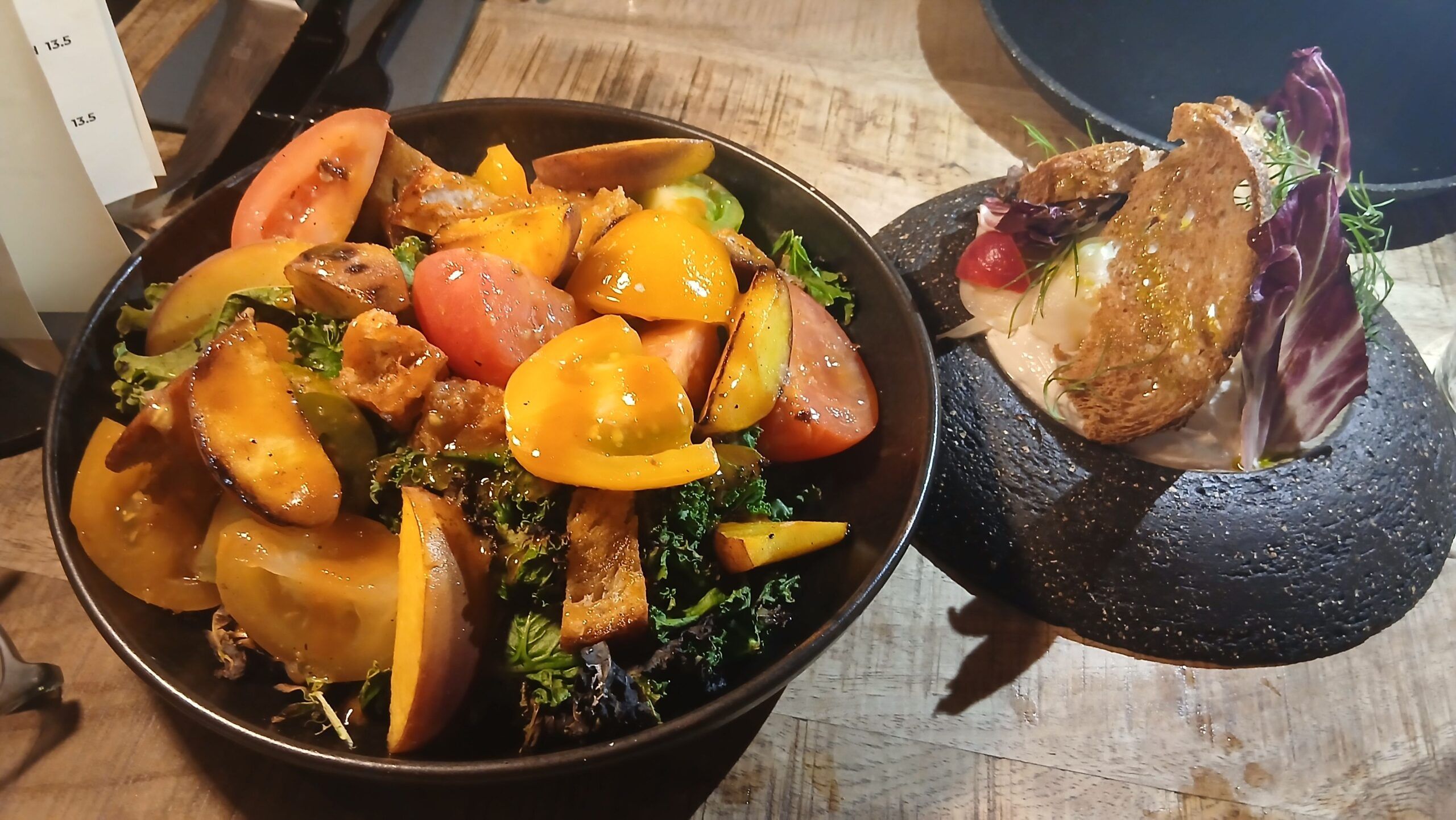 shot of the two dishes served during the dinner at Embers Brighton