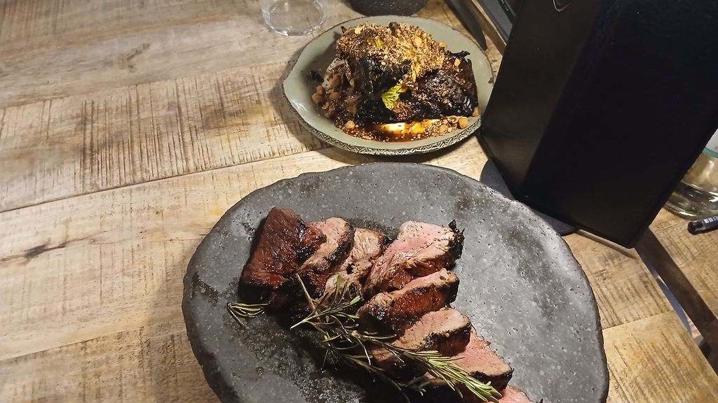 steak served on the grey plate at the Embers Brighton