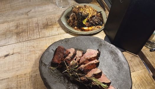 steak served on the grey plate at the Embers Brighton
