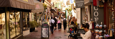 The North Laine in Brighton with people shopping